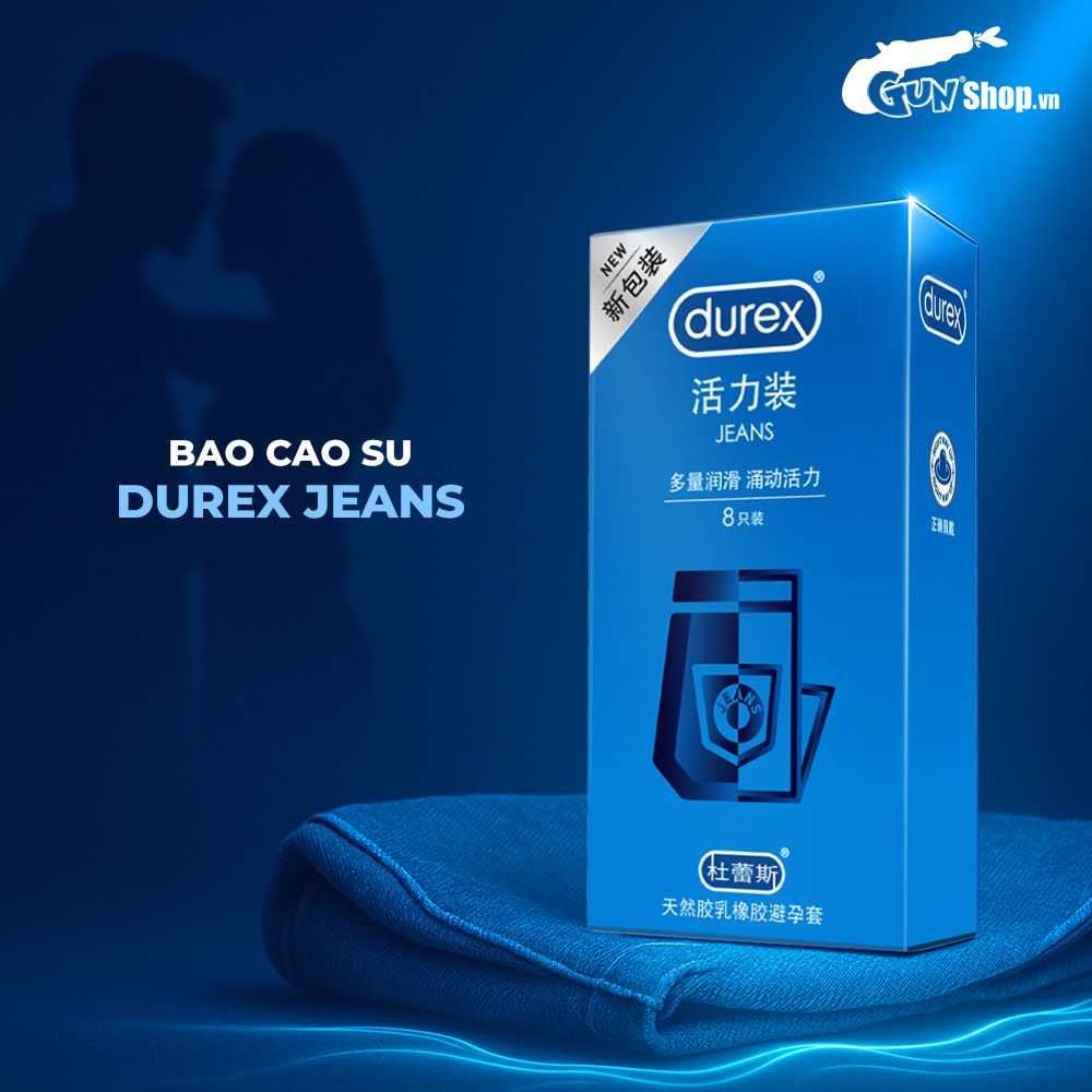 Bao cao su Durex Jeans - Siêu mỏng, nhiều gel bôi trơn - Hộp 12 cái