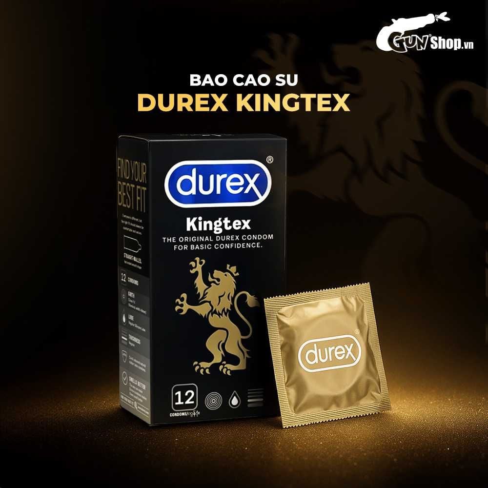 Bao cao su Durex Kingtex - Size nhỏ 49mm, ôm sát - Hộp 12 cái