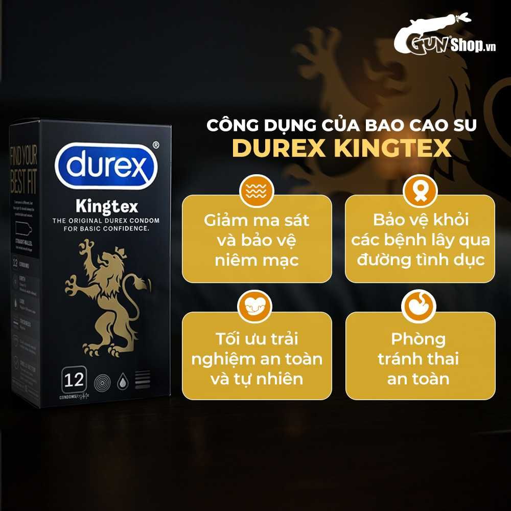 Bao cao su Durex Kingtex - Size nhỏ 49mm, ôm sát - Hộp 12 cái
