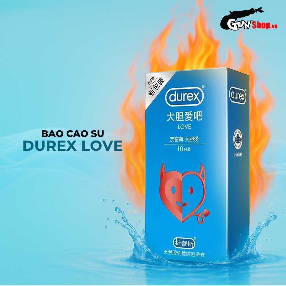 Bao cao su Durex Love - Siêu mỏng, hương vani - Hộp 10 cái