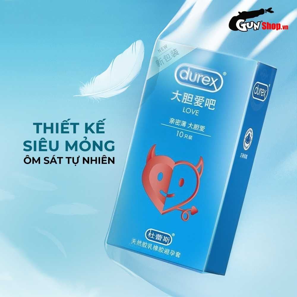 Bao cao su Durex Love - Siêu mỏng, hương vani - Hộp 10 cái