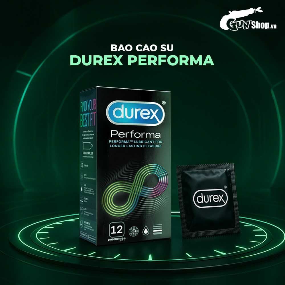 Bao cao su Durex Performa - Kéo dài thời gian - Hộp 12 cái