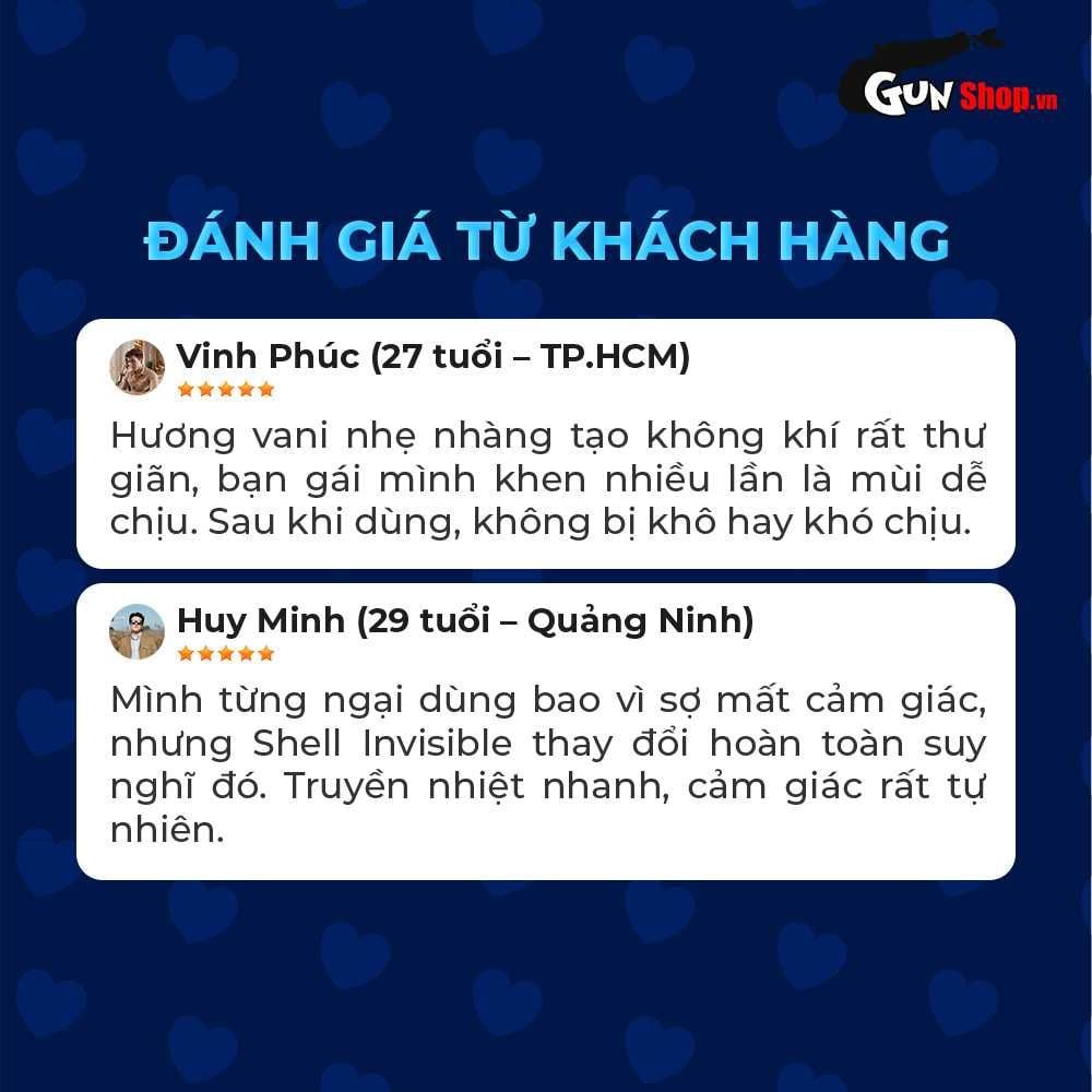 Bao cao su Shell Invisible - Siêu mỏng, chống tuột, kéo dài thời gian - Hộp 10 cái