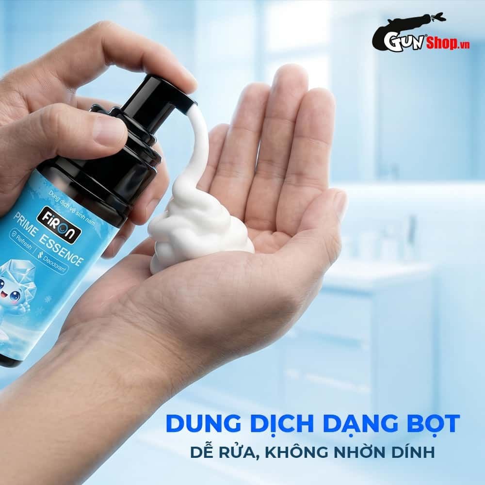 Dung dịch vệ sinh nam Firon Prime Essence 100ml - Dạng bọt, hương bạc hà tươi mát