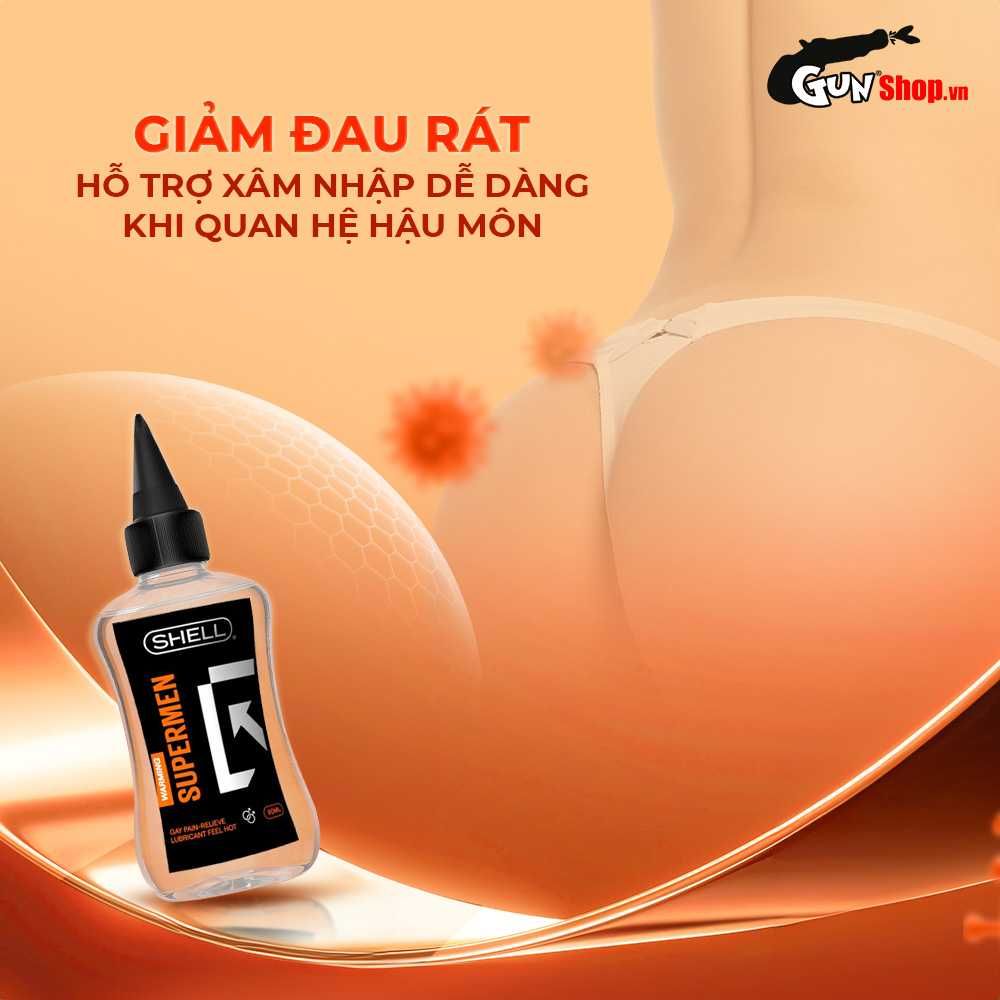 Gel bôi trơn hậu môn ấm nóng Shell Supermen Warming - Chai 90ml