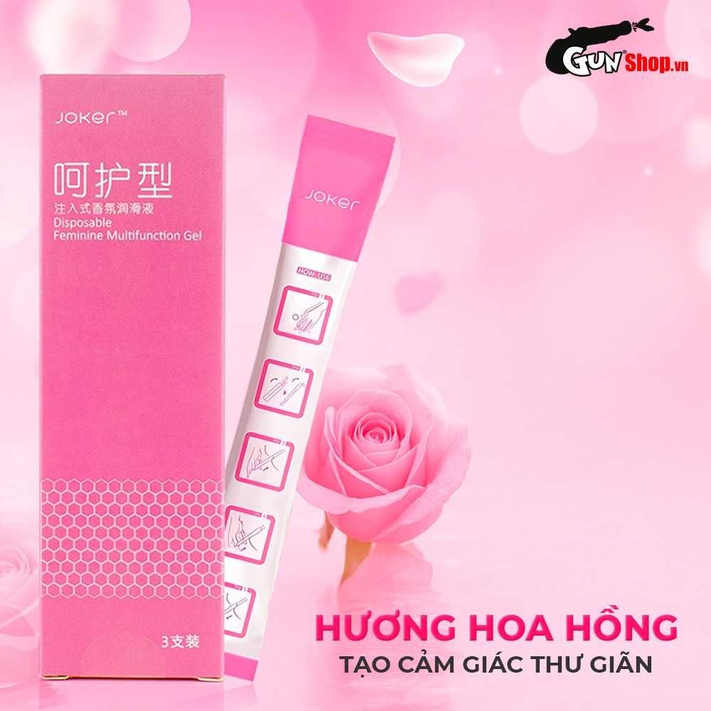 Gel bôi trơn ống bơm Joker màu hồng - Hương hoa hồng, bảo vệ, dưỡng ẫm - Hộp 3 ống