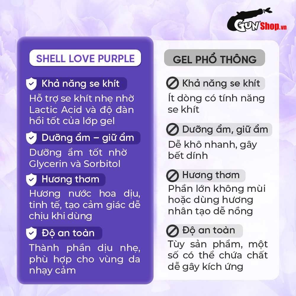 Gel bôi trơn Shell Love Purple - Se khít âm đạo và tăng khoái cảm nữ, hương nước hoa - Chai 50ml