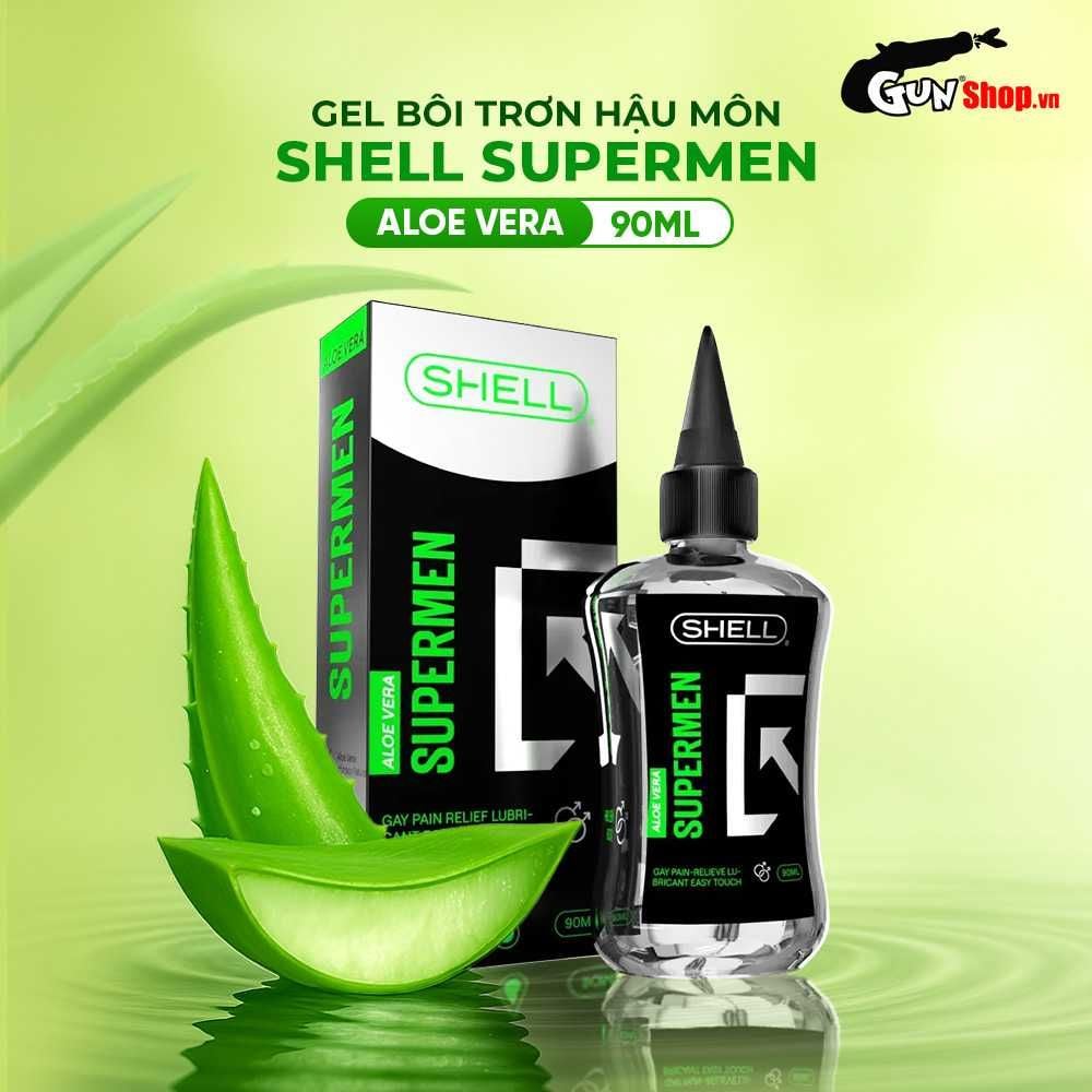 Gel bôi trơn hậu môn tinh chất lô hội Shell Supermen Aloe Vera - Chai 90ml