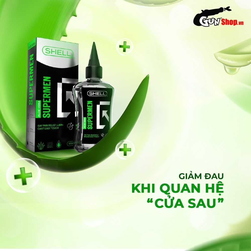 Gel bôi trơn hậu môn tinh chất lô hội Shell Supermen Aloe Vera - Chai 90ml