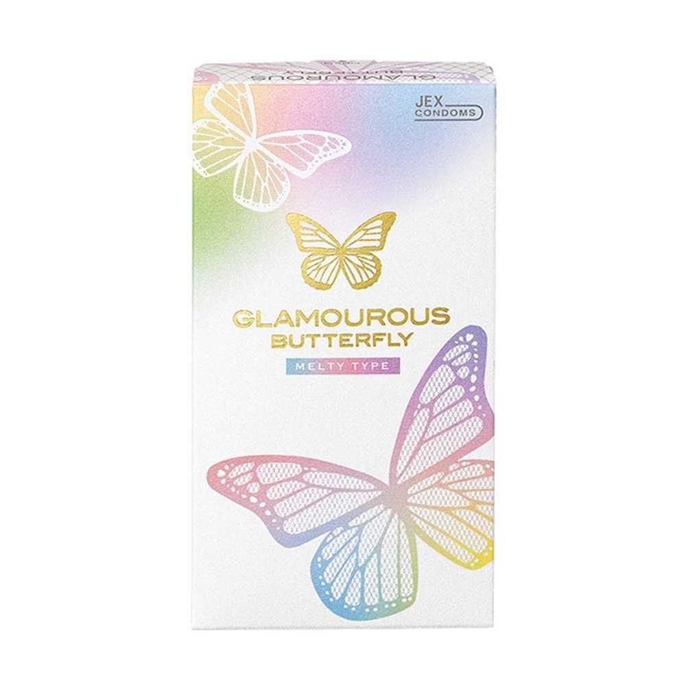 Bao cao su JEX Glamourous Butterfly Melty - Mỏng mịn, ôm sát, nhiều gel bôi trơn - Hộp 10 cái