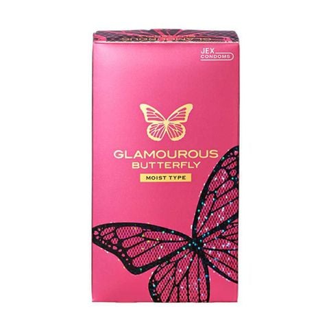 Bao cao su JEX Glamourous Butterfly Moist - Dưỡng ẩm tự nhiên với HA và Collagen  - Hộp 12 cái