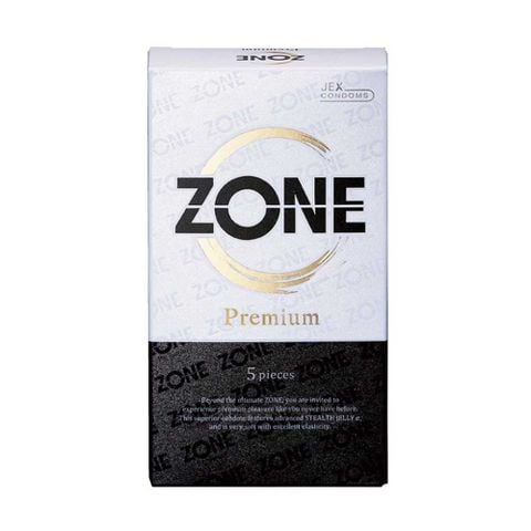 Bao cao su JEX Zone Premium - Siêu mỏng như không đeo, vừa vặn, nhiều gel bôi trơn - Hộp 5 cái
