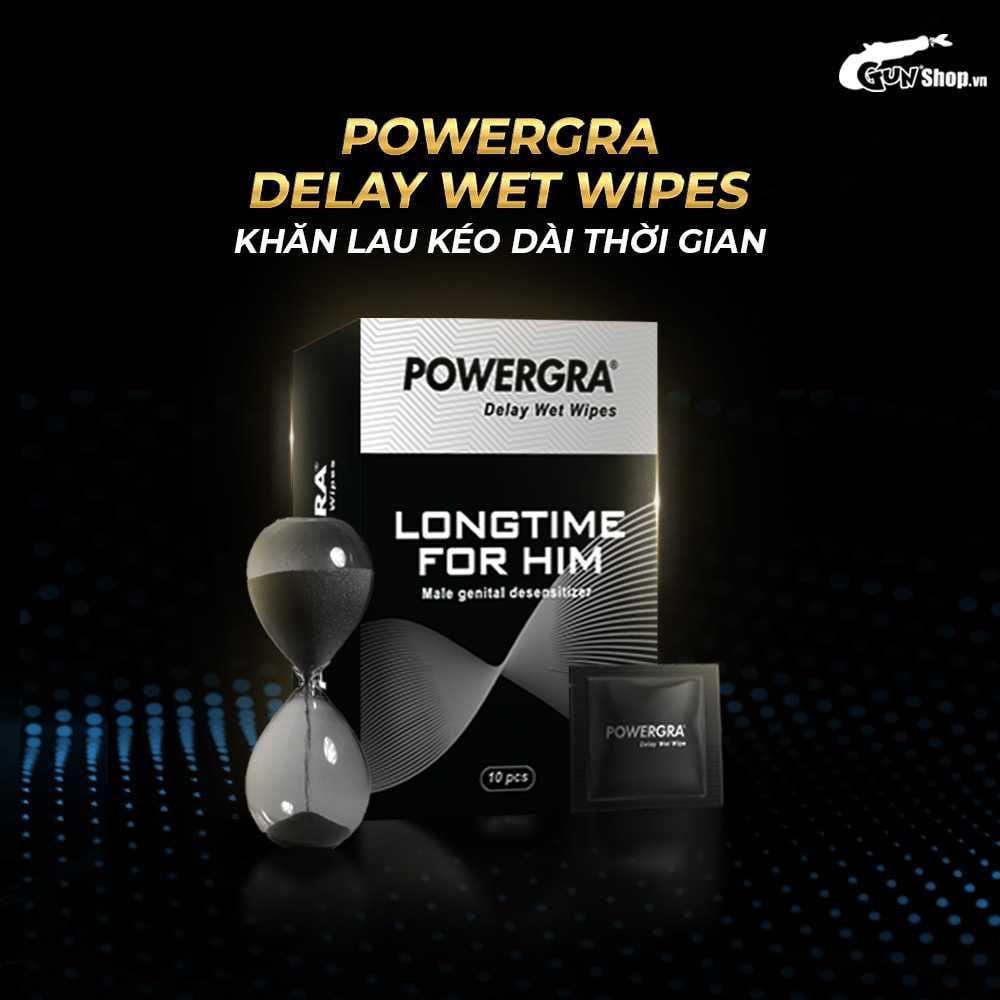 Khăn lau Powergra Delay Wet Wipes kéo dài thời gian - Hộp 10 cái