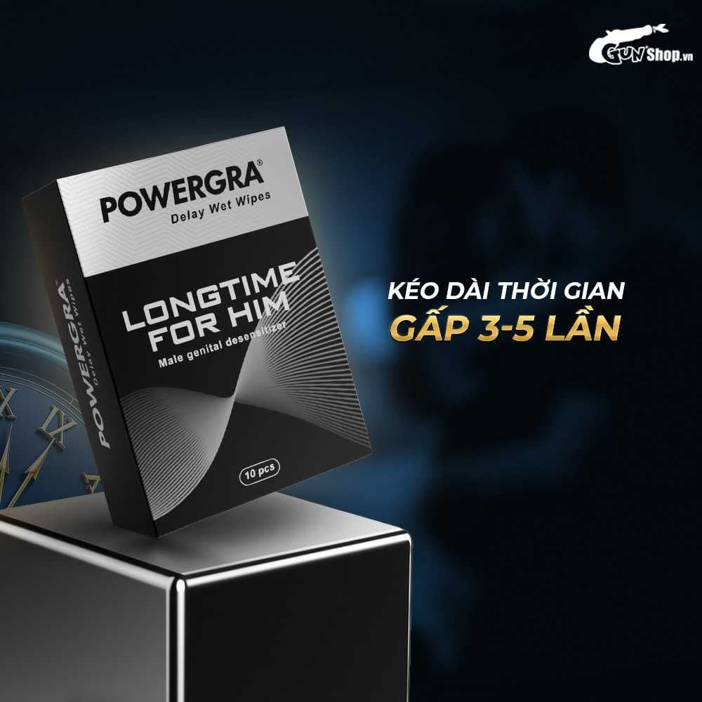 Khăn lau Powergra Delay Wet Wipes kéo dài thời gian - Hộp 10 cái