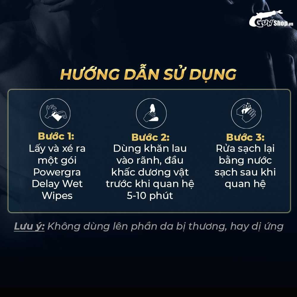 Khăn lau Powergra Delay Wet Wipes kéo dài thời gian - Hộp 10 cái