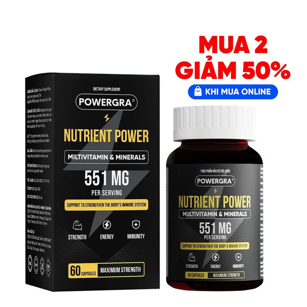 Viên uống bổ sung vitamin tổng hợp và khoáng chất Powergra Nutrient Power - Hộp 60 viên