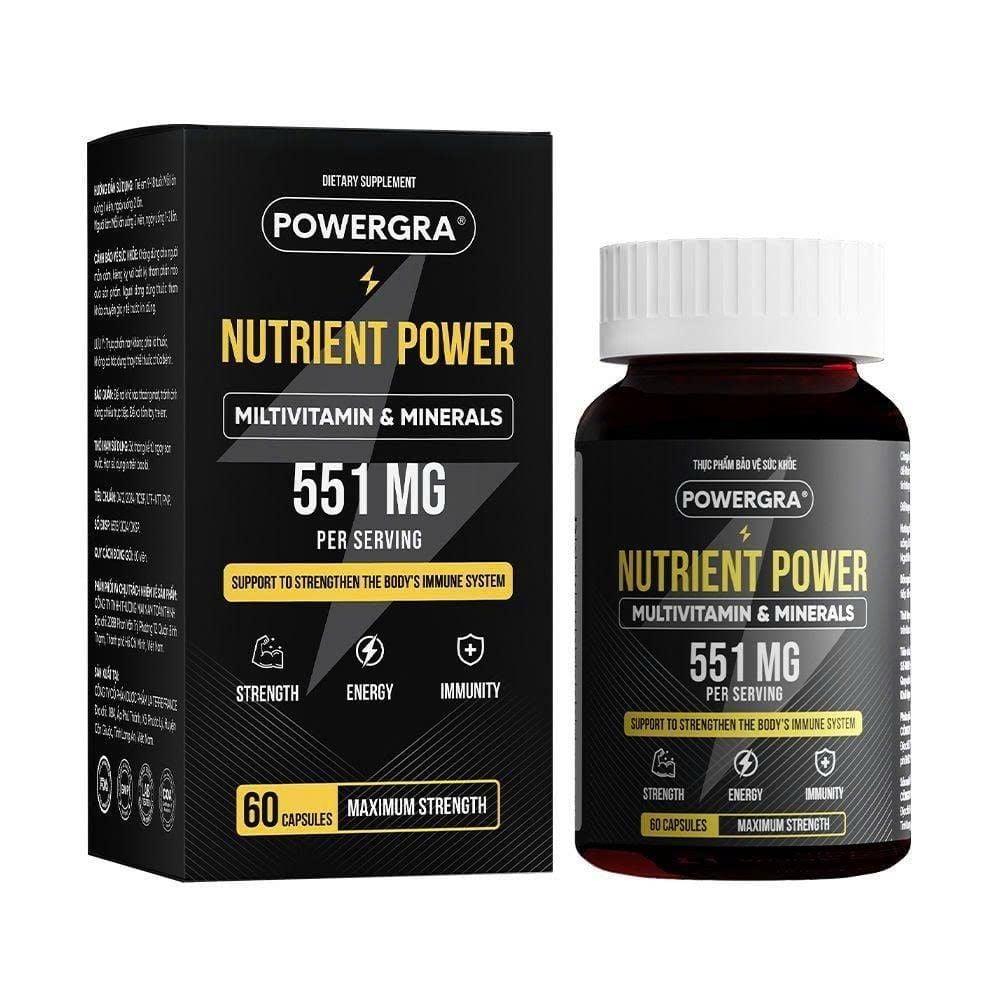 [HÀNG TẶNG] Viên uống bổ sung vitamin tổng hợp và khoáng chất Powergra Nutrient Power - Hộp 60 viên