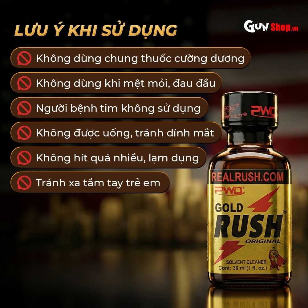 Chai hít tăng khoái cảm Popper PWD USA Gold Rush Original - Chai 30ml