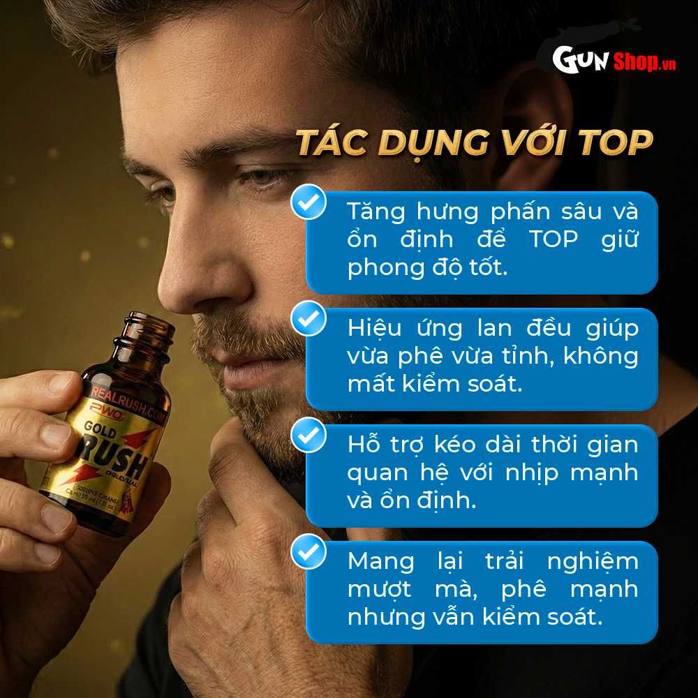 Chai hít tăng khoái cảm Popper PWD USA Gold Rush Original - Chai 30ml