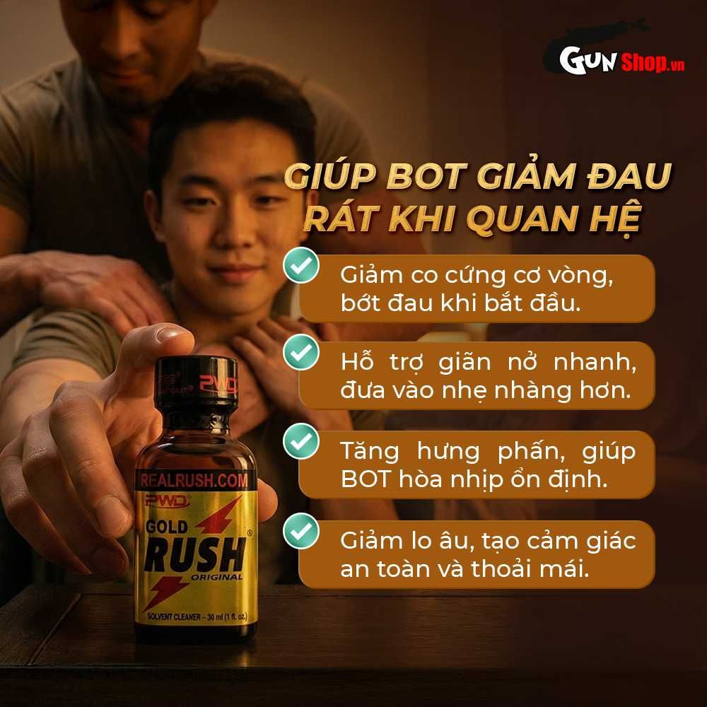 Chai hít tăng khoái cảm Popper PWD USA Gold Rush Original - Chai 30ml