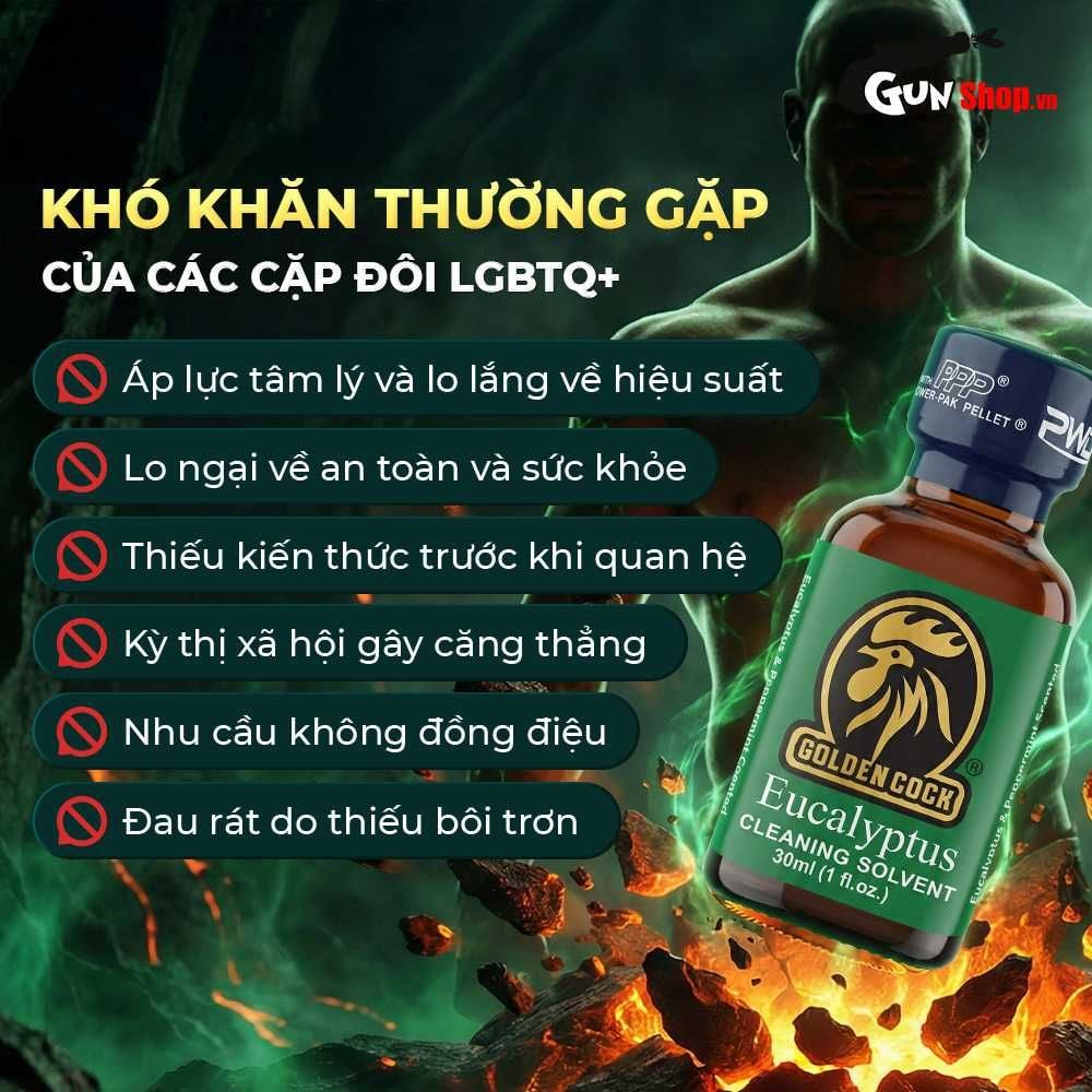 Chai hít tăng khoái cảm Popper PWD USA Golden Cock Eucalyptus - Chai 30ml