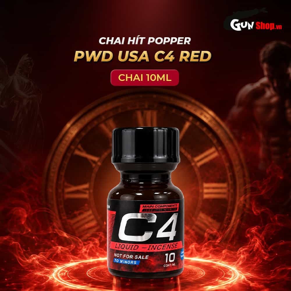 Chai hít tăng khoái cảm Popper PWD USA C4 Red - Chai 10ml