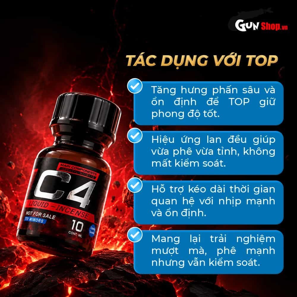 Chai hít tăng khoái cảm Popper PWD USA C4 Red - Chai 10ml