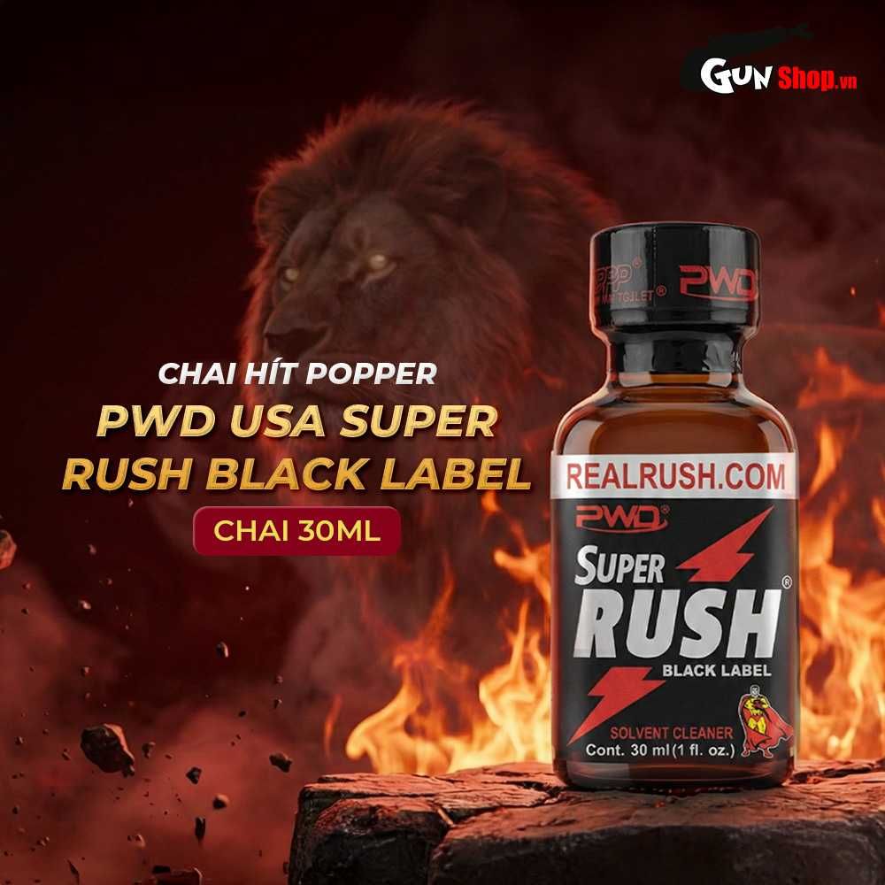 Chai hít tăng khoái cảm Popper PWD USA Super Rush Black Label - Chai 30ml