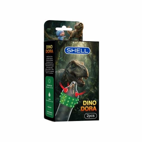 Bao cao su Shell Dino Dora - Hộp 1 bao gai, 3 vòng bi + 1 bao Shell Performax (Hộp 2 cái)