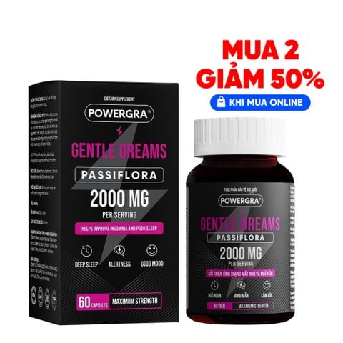 Viên uống cải thiện tình trạng mất ngủ Powergra Gentle Dreams - Hộp 60 viên
