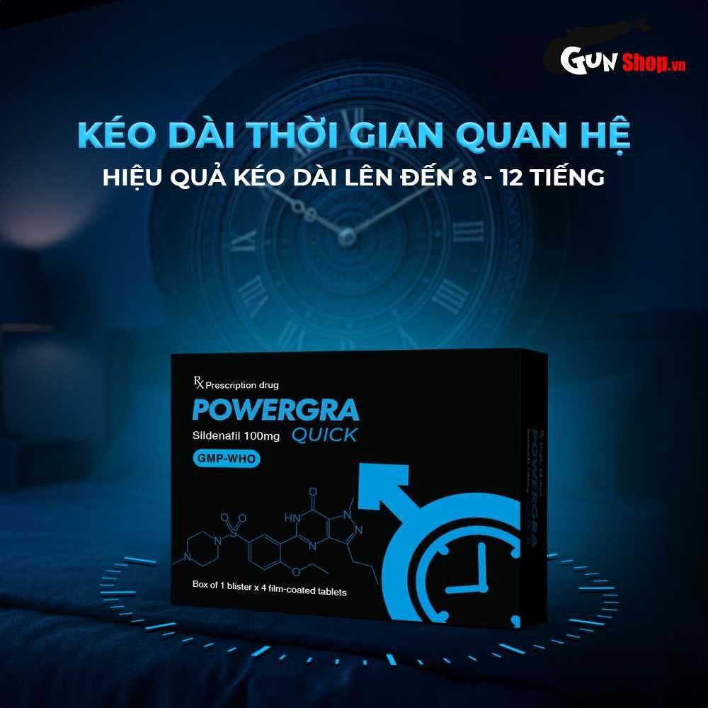 Viên uống Powergra Quick hỗ trợ cương dương, tăng cường sinh lý - Hộp 4 viên