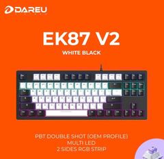 Bàn phím cơ có dây DareU EK87 V2 White Black PBT Dream switch