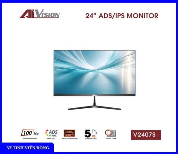 Màn hình LCD 24 inch VSP Aivision V2407S (24inch / IPS / FHD / 100Hz / 5ms / Đen / ver 2025) - (HDMI + VGA)