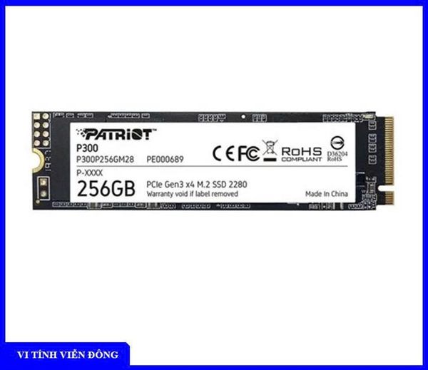 Ổ cứng SSD 256GB Patriot P300 M.2 2280 NVMe Gen 3x4, P300P256GM28 (Đọc: 1700MB/ - Ghi: 1100MB/s )
