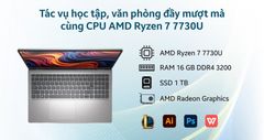 Máy tính xách tay (NB) DELL 15 DC15255 [ X9YM42 ] (R7_7730U / 16GB / 1TSSD / 15.6FHD / 120Hz / 3C41/W11SL+OFFICE_2024 /2Y / BẠC )