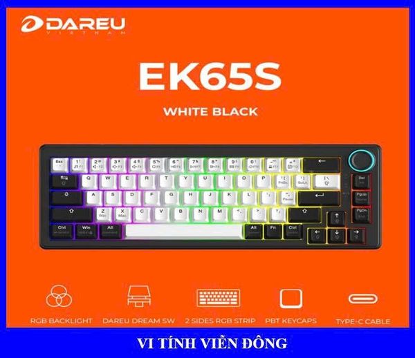 Bàn phím cơ DareU EK65s White Black Dream switch