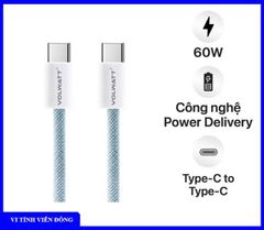 Cáp sạc siêu nhanh và truyền dữ liệu tốc độ cao Volwatt 27321 GE-036-CC 60W (W) Type-C to Type-C ( Dài 1 Mét, BH 01 Tháng)
