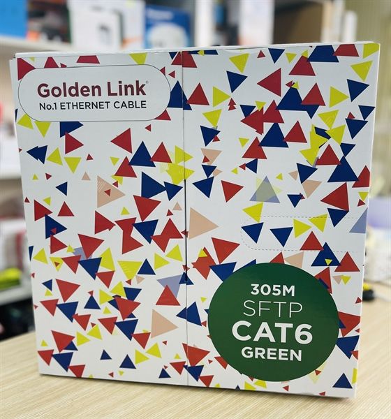 Cáp mạng Golden link 4pair SFTP Cat 6 Xanh Lá (có chống nhiễu)