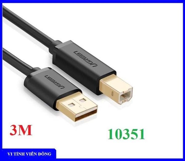 Cáp máy in USB 2.0 dài 3M Ugreen đầu mạ vàng ( 10351 )