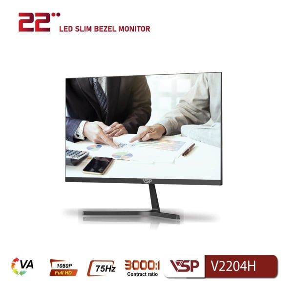 Màn hình LCD 22 inch VSP V2204H ( 21.5 inch, FHD, VA, 120Hz, 5ms, Black, HDMI + VGA)