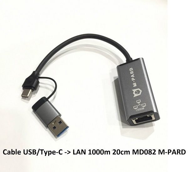 Cáp chuyển Type C / USB 3.0 -> LAN 1Gbps dài 20cm M-PARD MD082