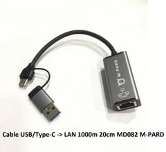 Cáp chuyển Type C / USB 3.0 -> LAN 1Gbps dài 20cm M-PARD MD082