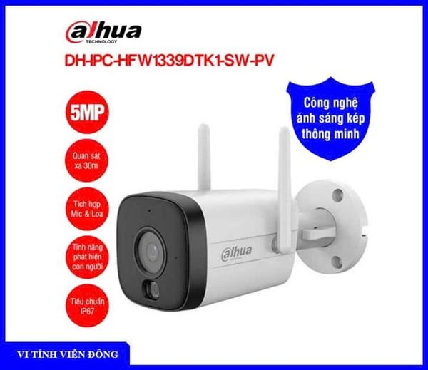 Camera Wifi 5MP Dahua DH-IPC- HFW1539DTK1-SW-PV