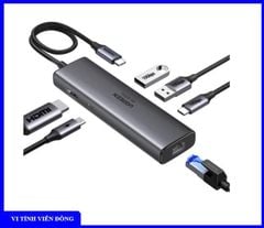 Hub đa năng 6 in 1 Type C --> Type C PD+3*USB 3.0+RJ45+HDMI hỗ trợ 4K@60hz Ugreen ( 45000 ) CM512
