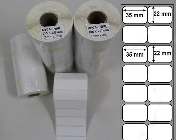 Giấy in mã vạch 2 tem 35x22 mm - Cuộn 30m
