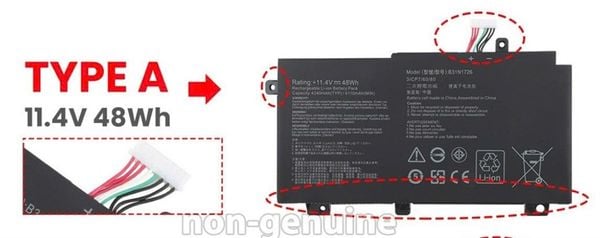 PIN ASUS FX504 B31N1726 (TYPE A) CÁP THẲNG NGẮN (ZIN) - 3 CELL
