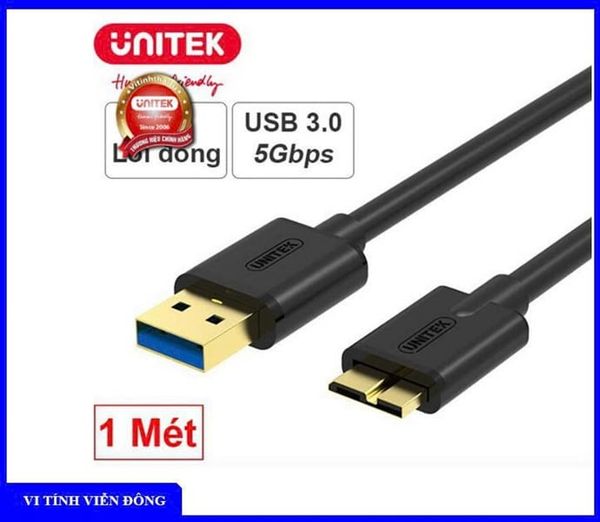 Cáp USB 3.0 --> Micro B Unitek Y-C 461 GBK ( cáp HDD di động ) - Dài 1M