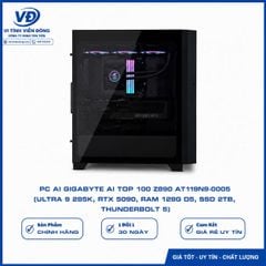 PC GIGABYTE AI TOP 100 Z890 (AT1I9N9-0005) (Z890/ Ultra 9 285K/ AIO 360/ 128GB (32GBx4) DDR5/ SSD Gen4 2TB/ SSD Gen4 320GB/ RTX 5090 32GB/ PSU 1600W 80 Plus Platinum/ WF7/ BT/ Black)