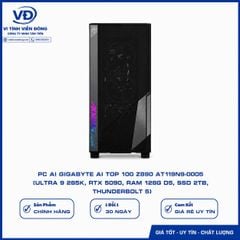 PC GIGABYTE AI TOP 100 Z890 (AT1I9N9-0005) (Z890/ Ultra 9 285K/ AIO 360/ 128GB (32GBx4) DDR5/ SSD Gen4 2TB/ SSD Gen4 320GB/ RTX 5090 32GB/ PSU 1600W 80 Plus Platinum/ WF7/ BT/ Black)