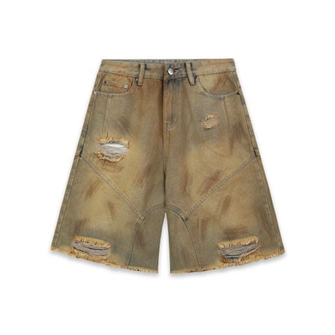  SWE INTERCUT DENIM SHORTS - DUSTED BROWN 